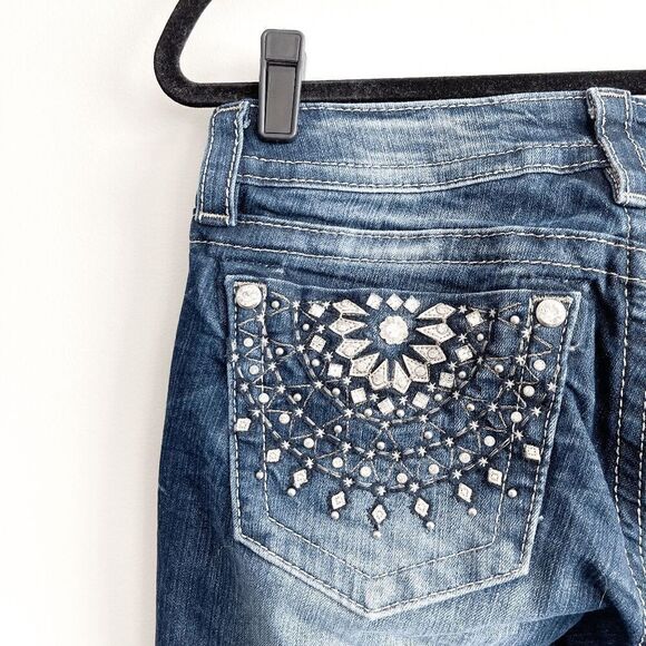 Miss Me Jeans Womens Sunrays-like Rhinestone Signature Rise Skinny Jeans 28 - Picture 6 of 12